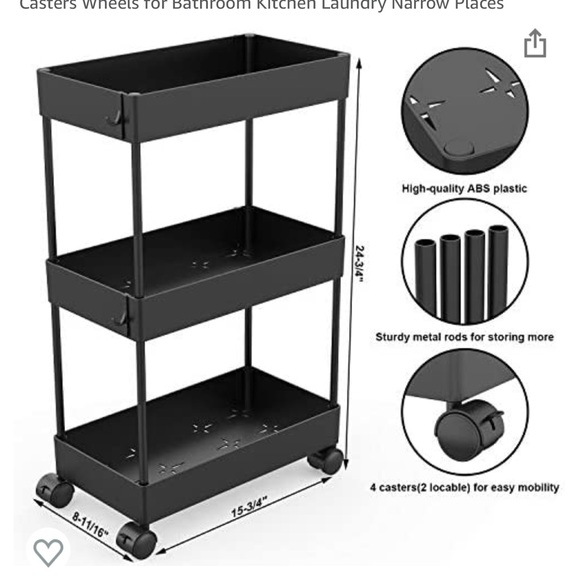 Black 3 tiered cart from Amazon - Picture 2 of 5